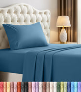 Utopia Bedding twin flat sheet dusk blue for silky softness and easy maintenance.
