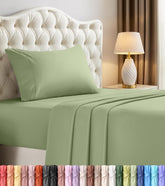 Utopia Bedding twin sheet set flat sheet shows soft microfiber and cooling touch.