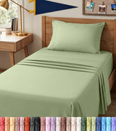 Utopia Bedding twin xl flat sheet 66x102 in sage for breathable, wrinkle-resistant sleep