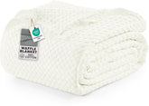 Utopia Bedding waffle blanket ivory closeup texture for soft, breathable feel
