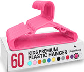 Utopia Home 60-pack kids hangers in pink keep wardrobes organized and clutter-free.