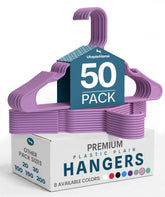 Utopia Home pink plastic hangers box view showing compact space-saving closet organization