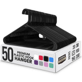 Utopia Home plastic hanger with space-saving design to maximize closet space.