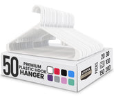 Utopia Home plastic hangers with space saving design for compact closets and organized garments.