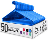 Utopia Home plastic hangers 50-pack showcasing space-saving design for compact closets