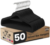 Utopia Home Premium Velvet Hangers 50-pack, front view keeps garments organized and wrinkle-free.