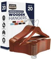 Utopia Home wooden hanger with shoulder grooves preserves garment shape and prevents marks