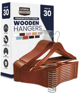 Utopia Home premium wooden hangers for closet organization showcase durable, space-saving design