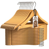 Utopia Home premium wooden hanger with heavy-duty coat hanger supports jackets and suits without bending.