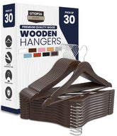 Utopia Home premium wooden hangers 30-pack with shoulder grooves and a vintage color