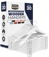 Utopia Home premium wooden hangers 30-pack for organized closets.