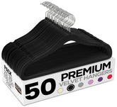 Utopia Home velvet hangers 50-pack with non-slip grip for organized wardrobes.