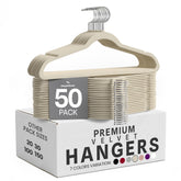 Utopia Home velvet hanger with ivory finish, front view showing slim profile and anti-slip surface