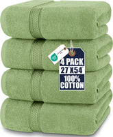Utopia Towels four-pack bath towels in sage green offer soft, absorbent performance for daily use.