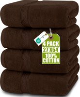 Utopia Towels four-pack bath towels in 27x54 inches for daily comfort.