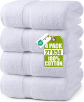 Utopia Towels four-pack bath towels, 27x54 inches, offering plush softness for daily drying.