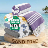 Utopia Towels 4-pack Turkish beach towels, 40x72 inches, ideal for family beach days.