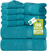 Utopia Towels 8-piece bath towel 27x54 teal with plush absorbency