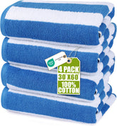 Utopia Towels cabana stripes 30x60 blue, oversized beach towel for full-body coverage.