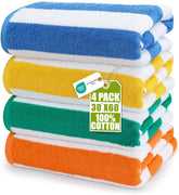 Utopia Towels cabana stripes 30x60 towel spread on the beach for lounging