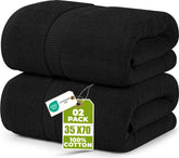 Utopia Towels jumbo bath sheet in black shows plush size and luxury.