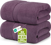 Utopia Towels plum jumbo bath sheet folded to show generous coverage.