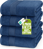 Utopia Towels luxury bath towel set in navy, four-pack, soft and absorbent.