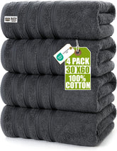 Utopia Towels premium 4-pack bath towels, 30x60 inches, grey, soft and absorbent.