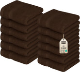 Utopia Towels premium wash cloths folded, 12x12 inch size, soft and inviting.