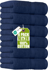 Utopia Towels six-pack hand towels in navy blue, 16x28 inches, for daily use and comfort.