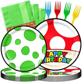 Uywgaun Dots birthday plates 9 inch ready for serving and quick cleanup