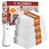 Vacbird vacuum-seal bags clothing-20pack keep wardrobe compact for travel and storage.