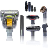 VACEXT turbo brush for upholstery removes pet hair from furniture.