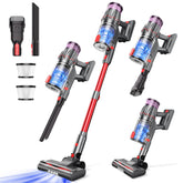 VACMOTOR cordless vacuum with self-standing design and bright display for quick breaks.