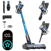 Vacusion cordless vacuum cleaner brush head cleans hardwood floors and carpets.