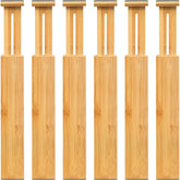 VaeFae adjustable bamboo drawer divider extended to fit larger drawers for organized storage
