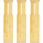 VaeFae bamboo drawer dividers extended to fit a larger drawer and maximize space