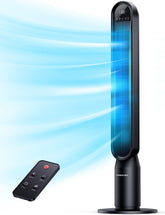 VAGKRI tower fan in the bedroom delivering fast, even cooling.