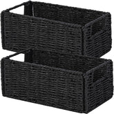 Vagusicc wicker storage basket set of 2 in black for tidy shelves