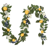 Valery Madelyn 6ft lemon garland with lights enhances mantel decor with warm glow.