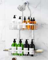 VALORDINE shower caddy hanging shows spacious baskets for organized toiletries.