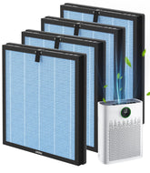 VALZONE HAP603 replacement filter 4-pack shown for ECOSELF purifiers, enhances overall air cleanliness.