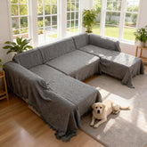 VANITURE U-Shape couch cover on sectional sofa protects against daily wear.