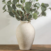 Vanselia ceramic flower vase, 9-inch, high-detail rustic finish for living room decor