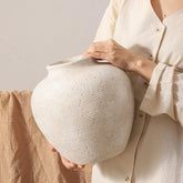 Vanselia large ceramic flower vase front view enhances rustic living spaces.