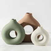 Vanselia donut ceramic vase large with hollow design, ideal centerpiece for modern tables