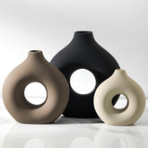 Vanselia donut-shaped ceramic vase large, ideal as a centerpiece for modern tables.