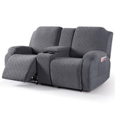 VANSOFY recliner loveseat cover with middle console, front view, secure fit for busy family rooms