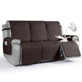 VANSOFY waterproof recliner cover in chocolate on a 3-seater protects against spills.