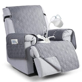VANSOFY 100% waterproof recliner cover on light gray chair protecting from spills.